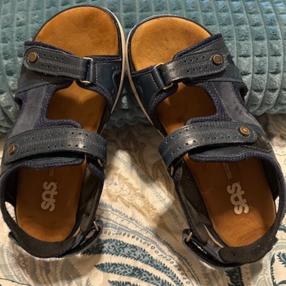 SAS Womens Embark Sport Sandals Size 8 Wide Neptune Blue Adjustable Comfort Shoe